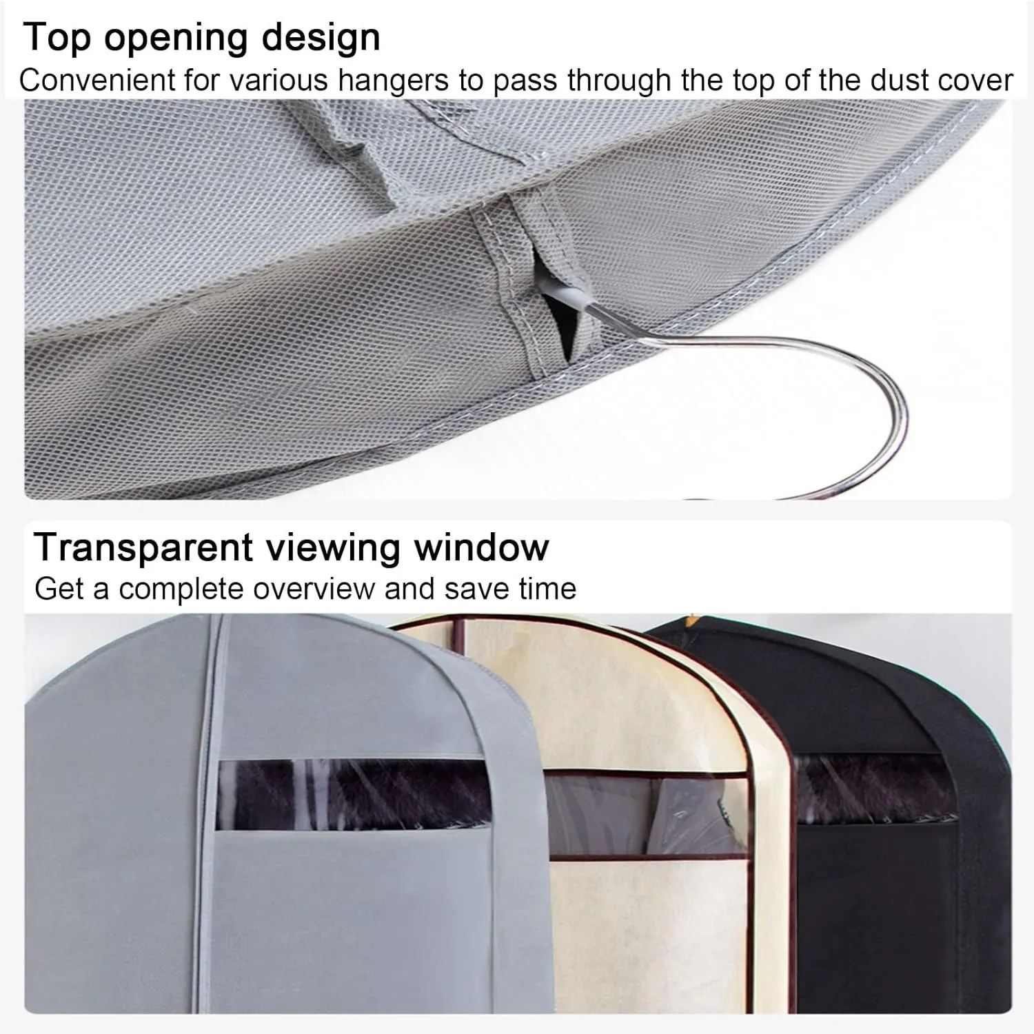 Garment Bags, Clothes Cover for Hanging, Non-woven Material with Transparent Window, Suitable for Suits, Coats, Jackets(Pink,60x90x10cm x35x4in)