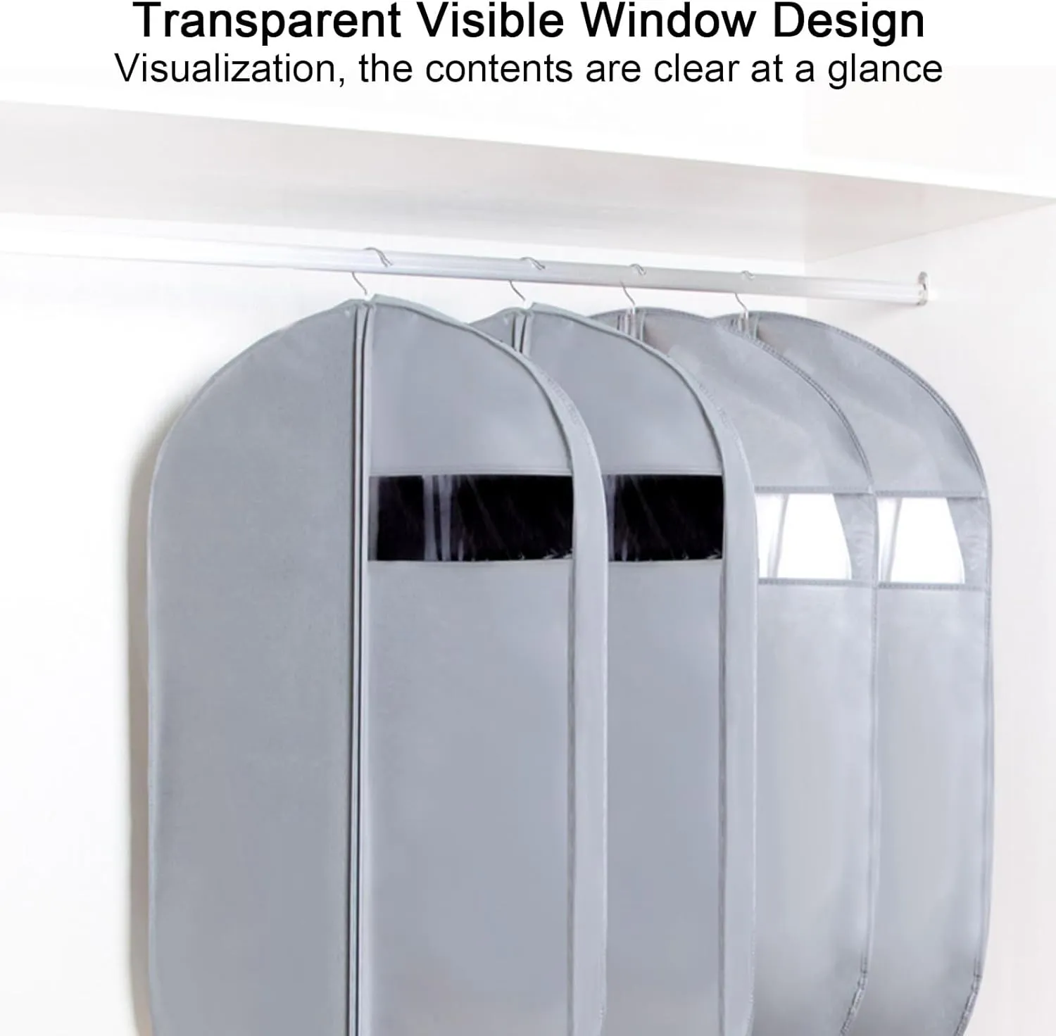Garment Bags, Clothes Cover for Hanging, Non-woven Material with Transparent Window, Suitable for Suits, Coats, Jackets(Pink,60x90x10cm x35x4in)