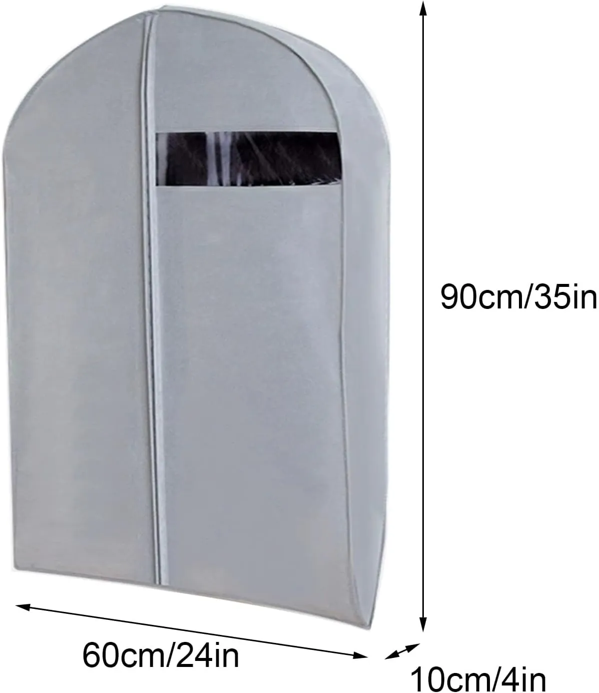 Garment Bags, Clothes Cover for Hanging, Non-woven Material with Transparent Window, Suitable for Suits, Coats, Jackets(Pink,60x90x10cm x35x4in)