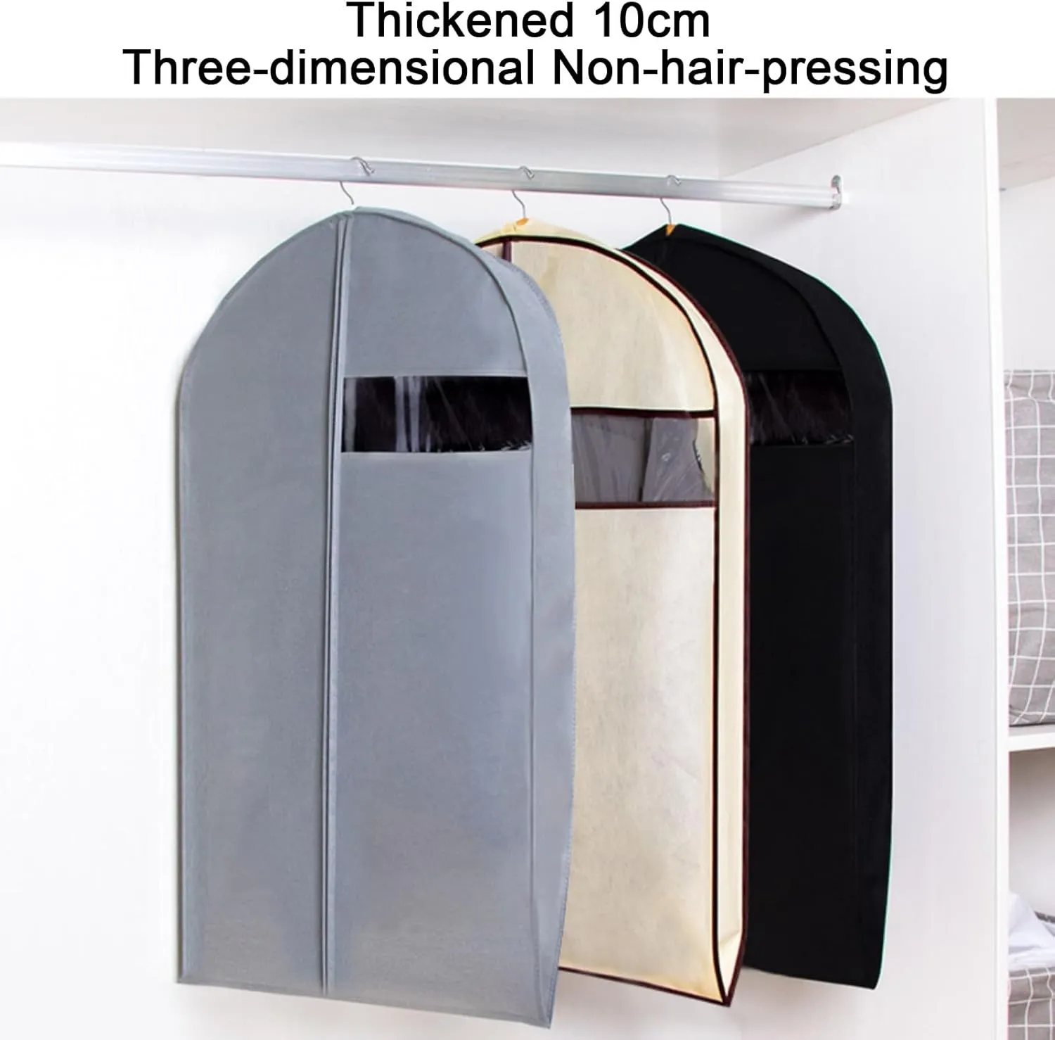 Garment Bags, Clothes Cover for Hanging, Non-woven Material with Transparent Window, Suitable for Suits, Coats, Jackets(Pink,60x90x10cm x35x4in)
