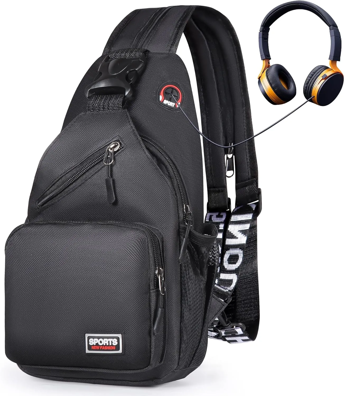 Geestock Crossbody Sling Bag for Men & Women, 2-1 Small Backpack Convertible Sling Backpack Waterproof Shoulder Chest Bag for Daypack Travel Hiking (Black)