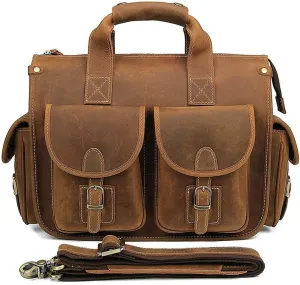 Genuine Leather Briefcase for Men, Shoulder Bags, Briefcases for Men, Business Travel Messenger Bags (Color : Brown)