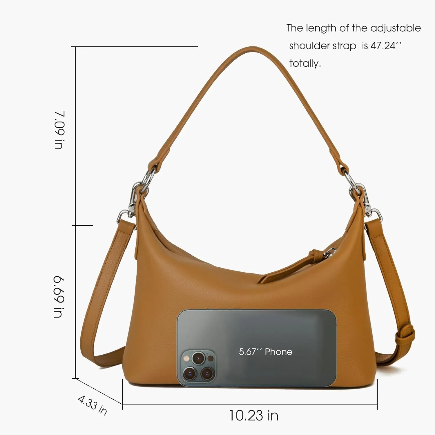 Genuine Leather Hobo Bag for Women, Small Shoulder Bags and Hobo Crossbody Bags for Women with Adjustable Strap