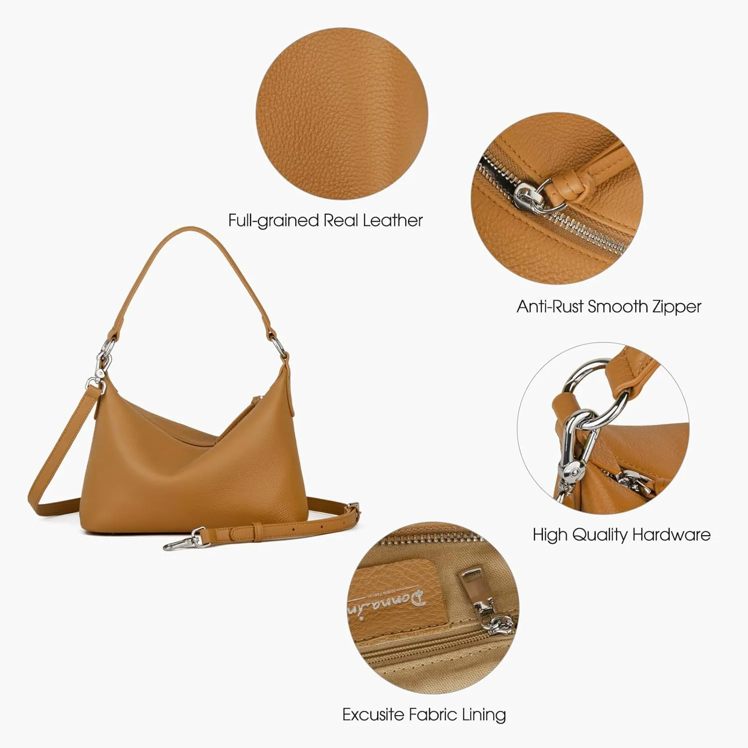 Genuine Leather Hobo Bag for Women, Small Shoulder Bags and Hobo Crossbody Bags for Women with Adjustable Strap