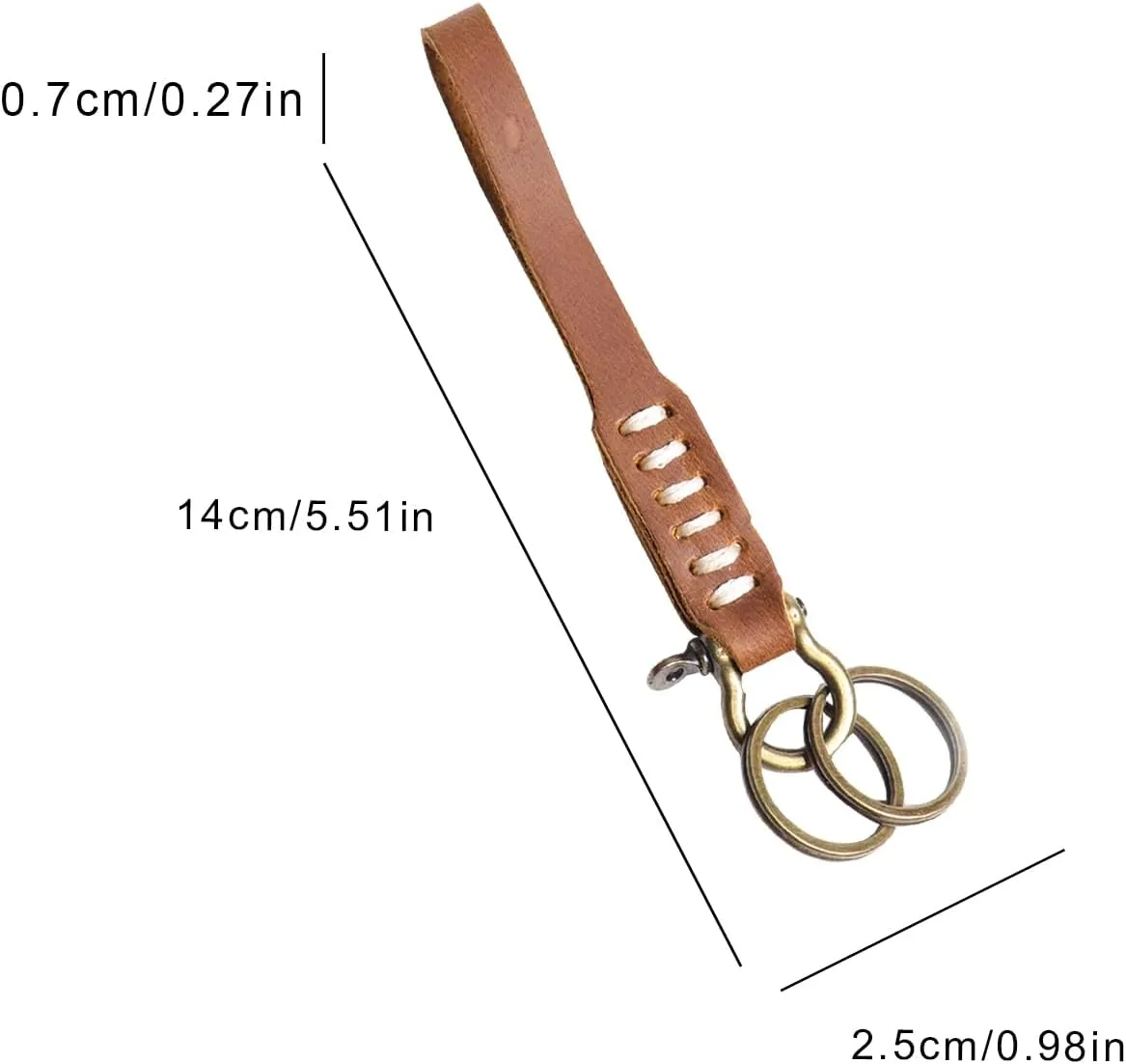 Genuine Leather Keychain Key Chain Genuine Leather Wristlet Strap, Holder For Men And Women Holder With 2 Key Ring
