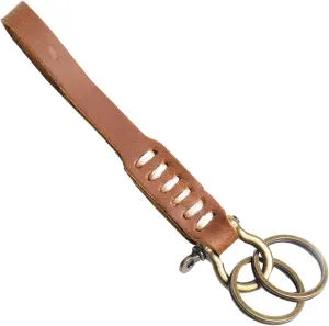 Genuine Leather Keychain Key Chain Genuine Leather Wristlet Strap, Holder For Men And Women Holder With 2 Key Ring
