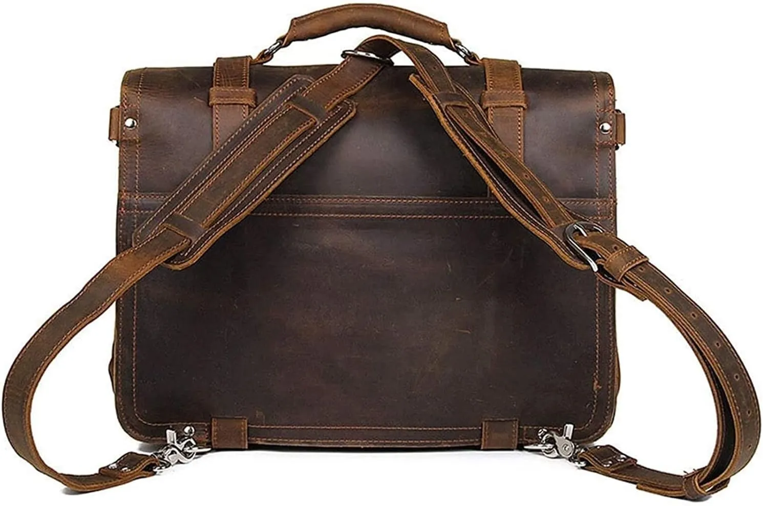 Genuine Leather Men's Briefcases 15.6" Laptop Bag Office Bags for Men Document Business Shoulder Messenger Bag (Color : Brown, Size : 44**20**33cm)