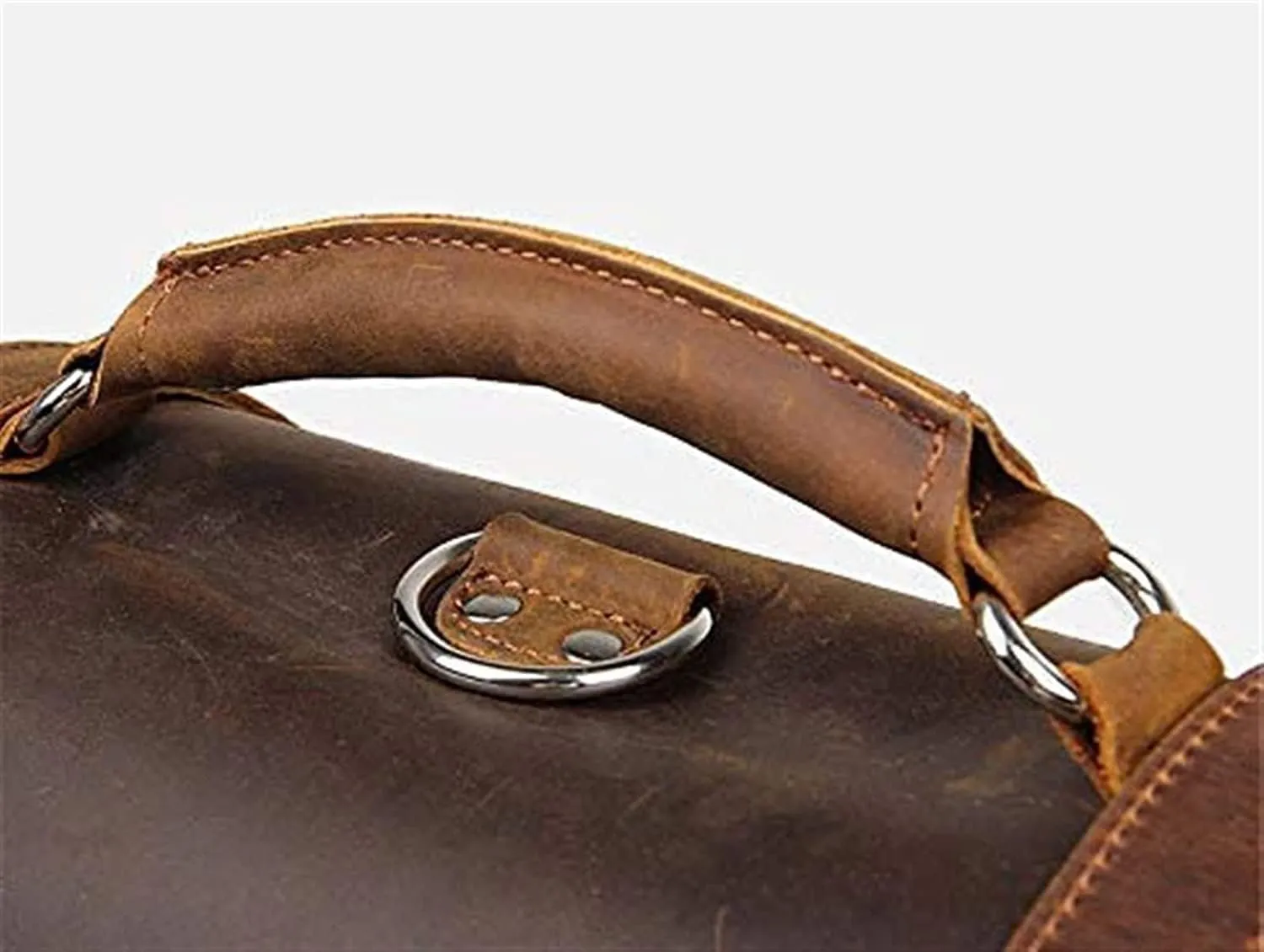 Genuine Leather Men's Briefcases 15.6" Laptop Bag Office Bags for Men Document Business Shoulder Messenger Bag (Color : Brown, Size : 44**20**33cm)