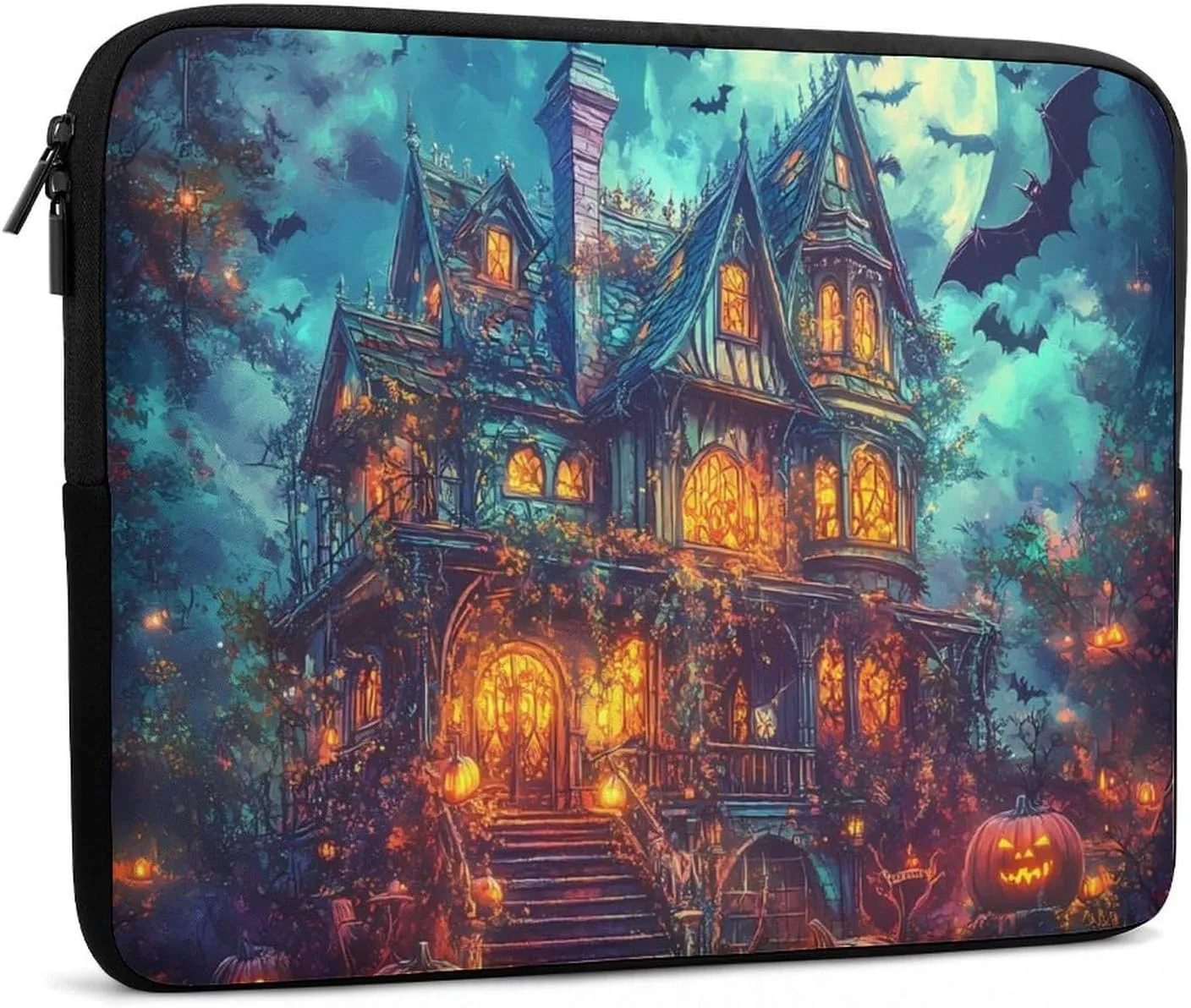 Ghost Castles Pumpkin Bats Moon Laptop Case Sleeve Bag 12inch Durable Shockproof Protective Computer Carrying Cover Briefcase