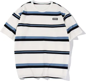 Gothic Casual Loose Oversized T-Shirt Harajuku Street Trend Men and Women Wearing Printed Stripes for Couples