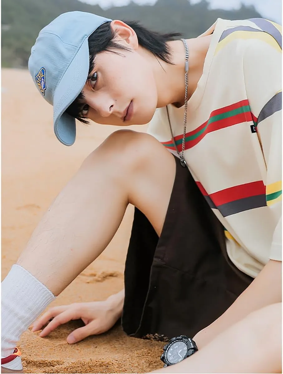 Gothic Casual Loose Oversized T-Shirt Harajuku Street Trend Men and Women Wearing Printed Stripes for Couples