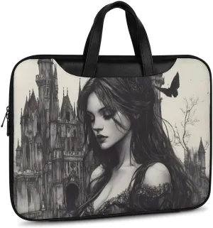 Gothic Rose Horror Dark Leather Bag Laptop Case Slim Water Resistant Computer Bags with Handle Briefcase for Work