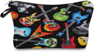 Guitar Bass Cosmetic Bag for Women Cute Small Makeup Bag for Purse Travel Toiletry Zipper Pouch for Girls Gift for Music Lovers Guitar Bass Makeup Bag for Her