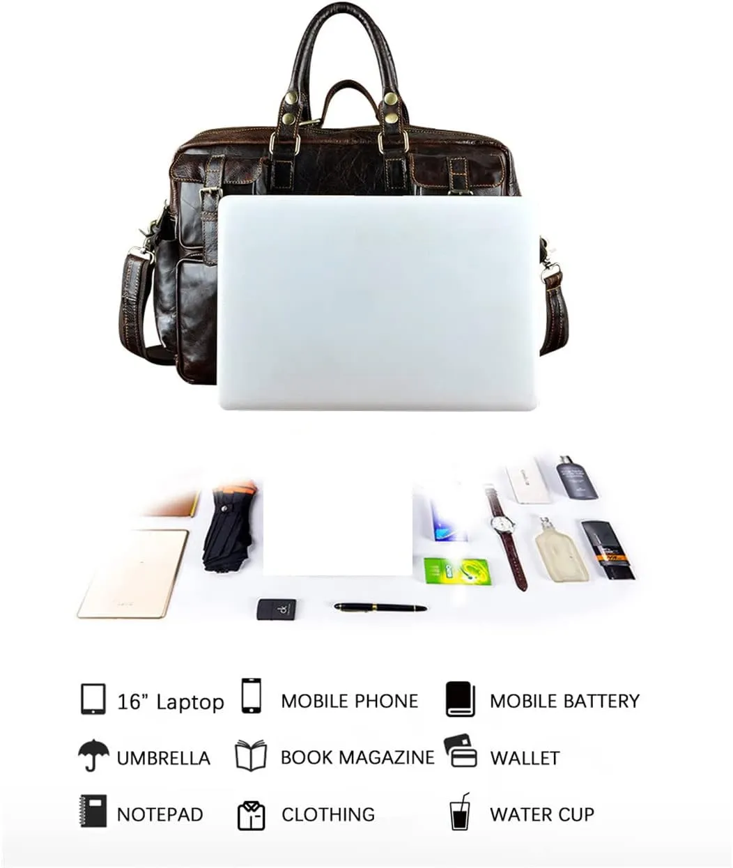 Haitpant Men Leather Handbag Business Briefcase Document Laptop Case Attache Portfolio Bag