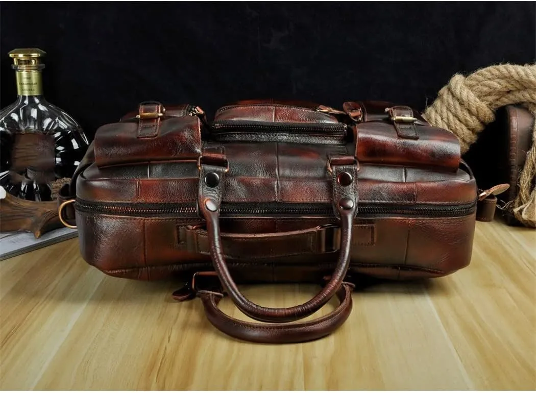 Haitpant Men Leather Handbag Business Briefcase Document Laptop Case Attache Portfolio Bag
