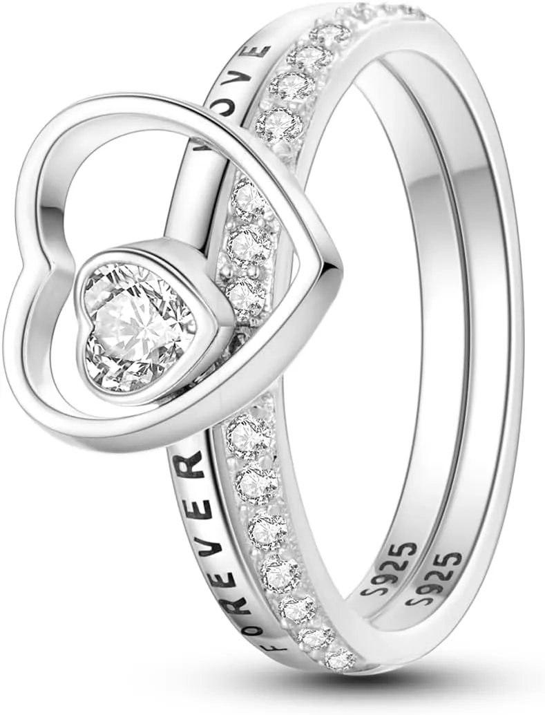 Hapour 925 Sterling Silver Rings for Women Cubic Zirconia Eternity Bands for Women Stackable Vintage Rings Statement Rings