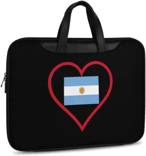 I Love Argentina Red Heart Leather Bag Laptop Case Slim Water Resistant Computer Bags with Handle Briefcase for Work