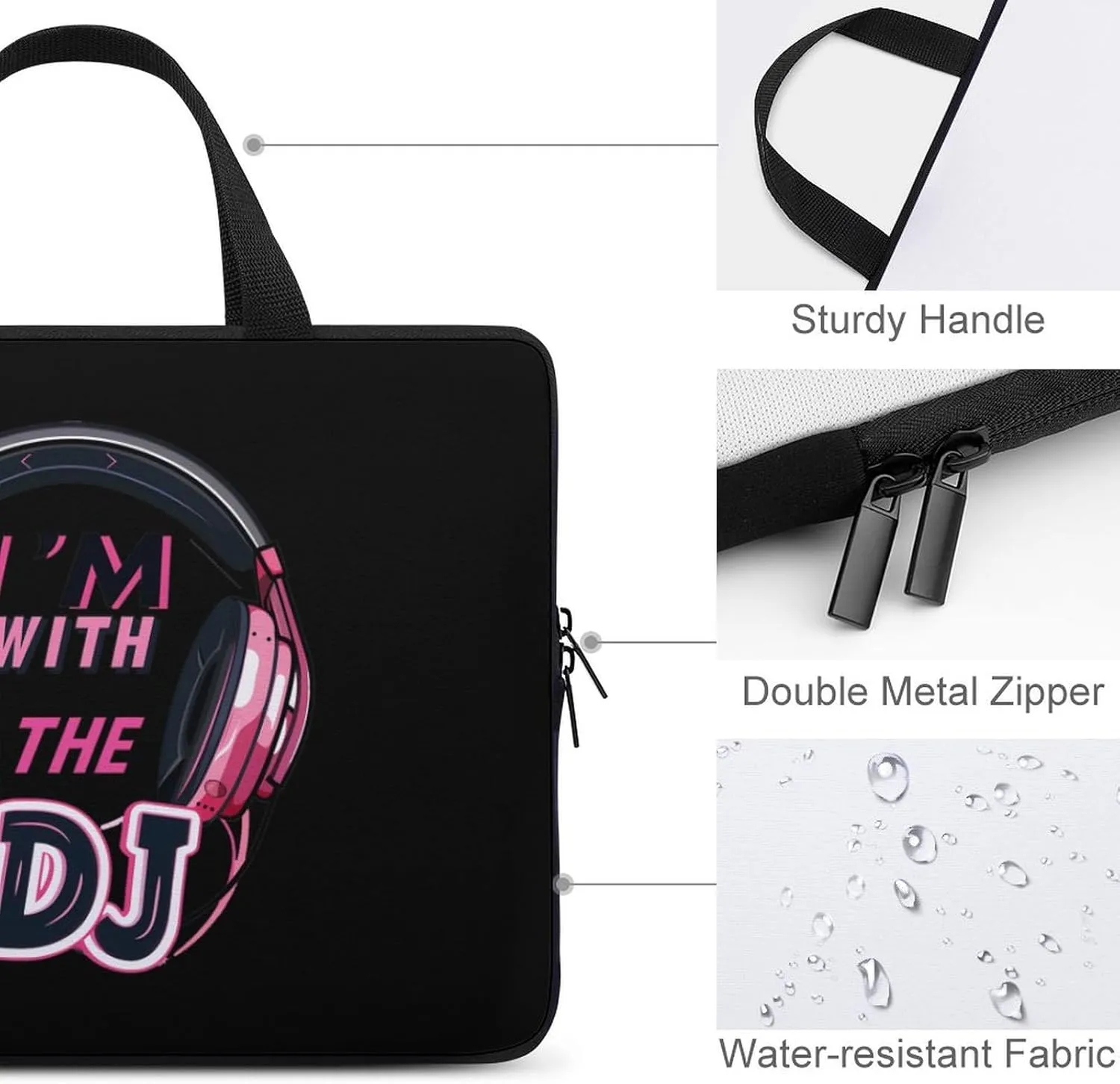 I'm with The DJ Laptop Case Laptop Bag Laptop Sleeve with Handle Computer Case Carrying Cover 12inch