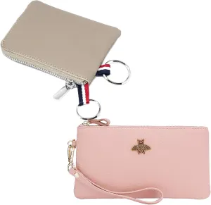imeetu (Bundle of 2 Sets) Women's Wristlet Clutch, Leather Coin Purse Wallet