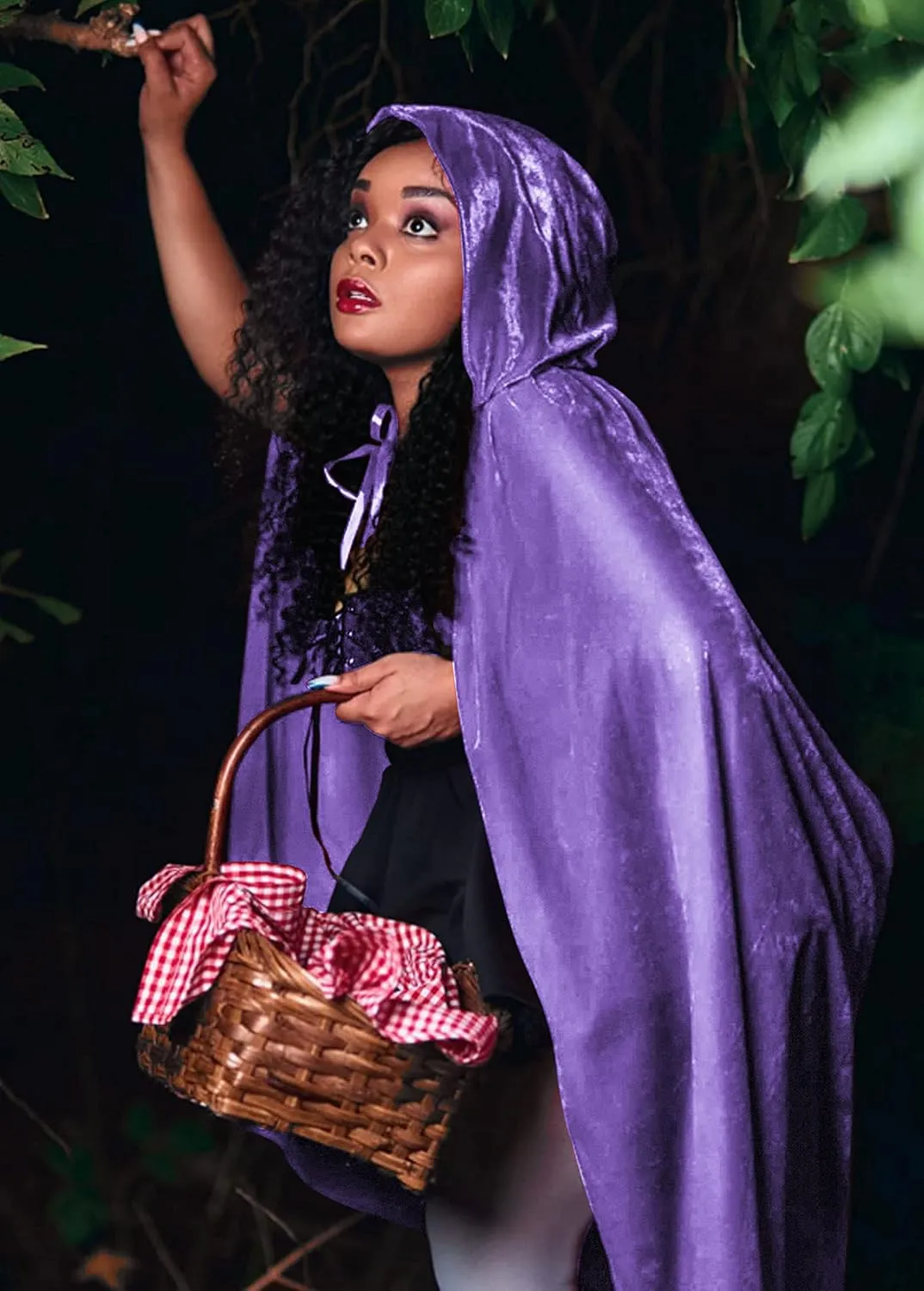IvyRobes Unisex Adult and Kid Hooded Velvet Cloak Full Length Halloween Cape for Wizard Christmas Party Cosplay Costumes