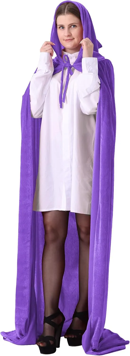 IvyRobes Unisex Adult and Kid Hooded Velvet Cloak Full Length Halloween Cape for Wizard Christmas Party Cosplay Costumes