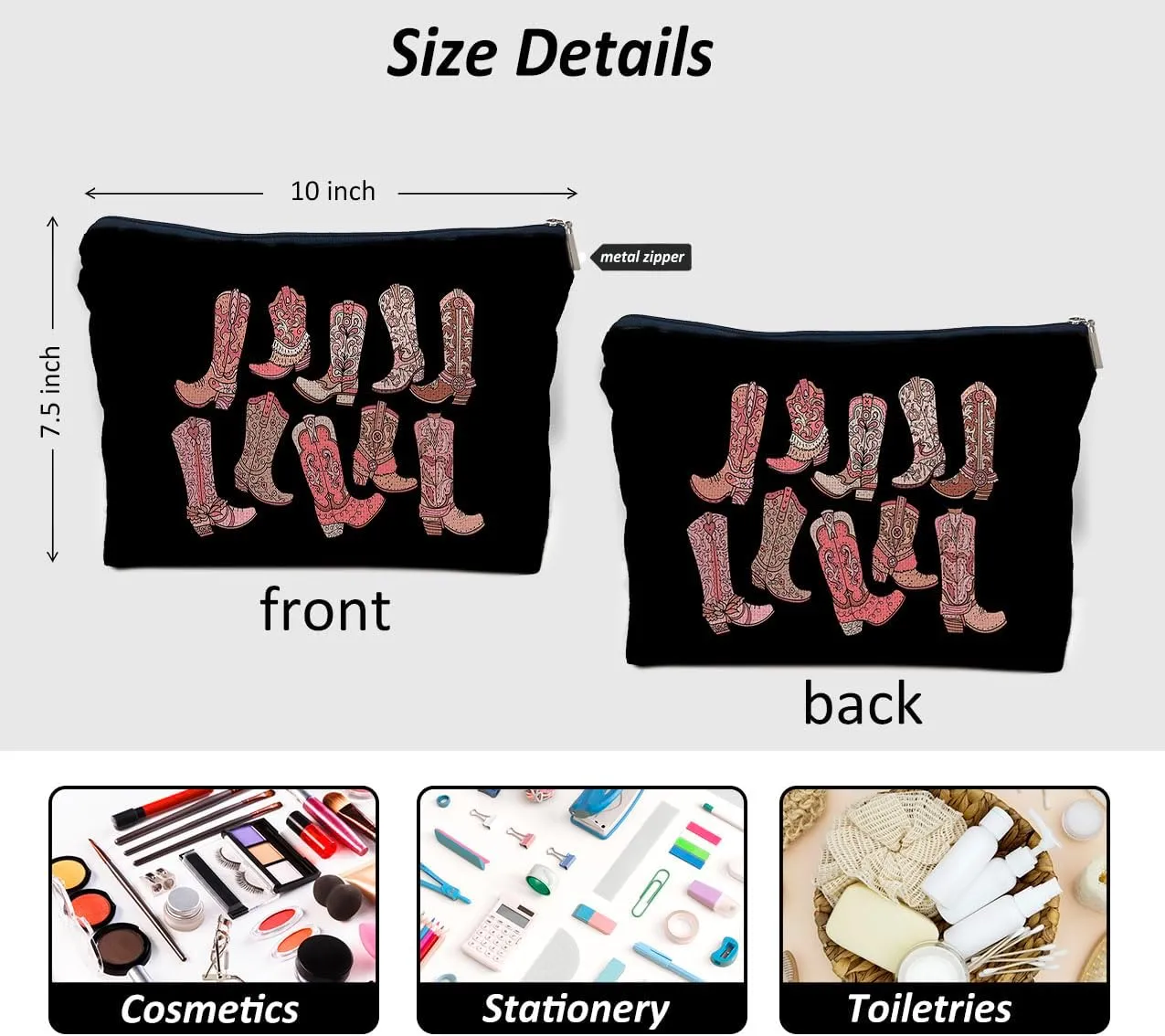 IWXYI Western Makeup Bags,Cowboy Boots Makeup Bags With Zipper,Western Cowgirls Makeup Bag Zipper Pouch Travel Toiletry Gifts For Women,Western Bags For Women,Western Gift Women