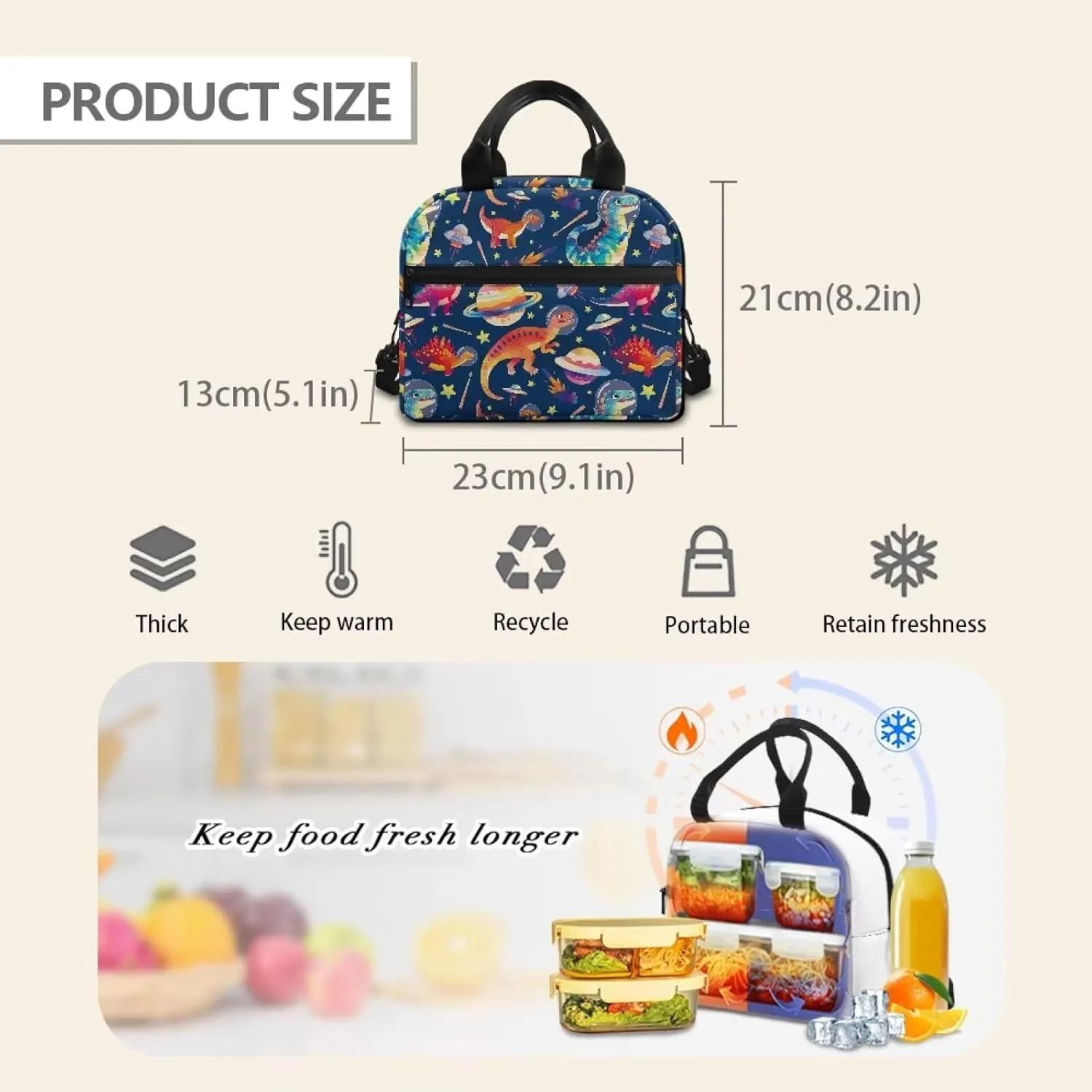 JHQFWMFJ Dinosaur Backpack with Lunchbox and Pencil Pouch Boys Elementary 17 inch Backpack Children's Polyester School Bag Set
