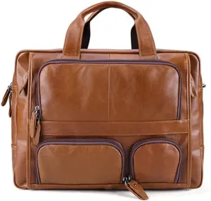 JSEIAJB 17 Inch Laptop Bag Men Genuine Leather Handbag Large Men's Travel Shoulder Bag Male Leather Briefcases