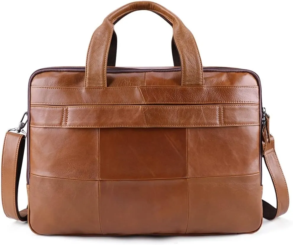 JSEIAJB 17 Inch Laptop Bag Men Genuine Leather Handbag Large Men's Travel Shoulder Bag Male Leather Briefcases