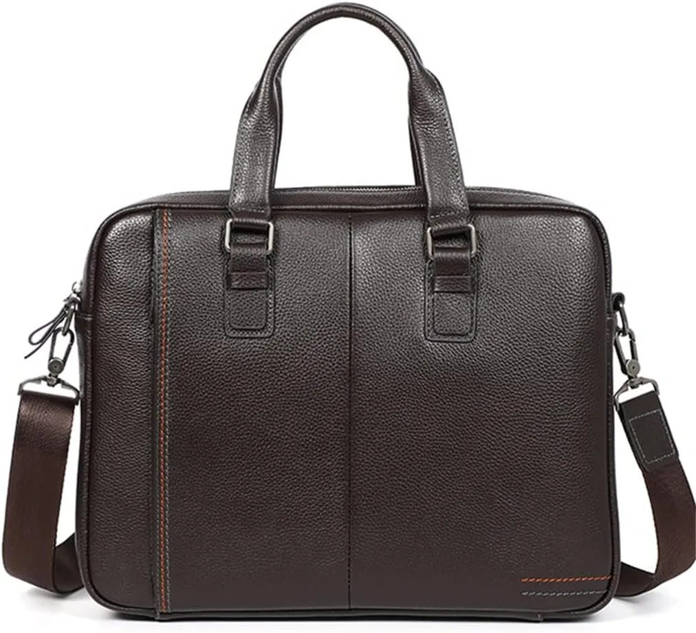 JSEIAJB Briefcase Genuine Leather Shoulder Laptop Bag Office Bag For Men Briefcases Cow Leather Big Handbag Business
