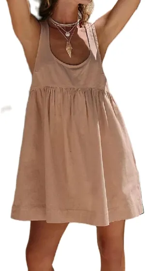 Juakoso Women Y2K Ruffle Cami Mini Dress Low Cut Backless Sleeveless Short Dress Loose A Line Flowy Dress Summer Sundress