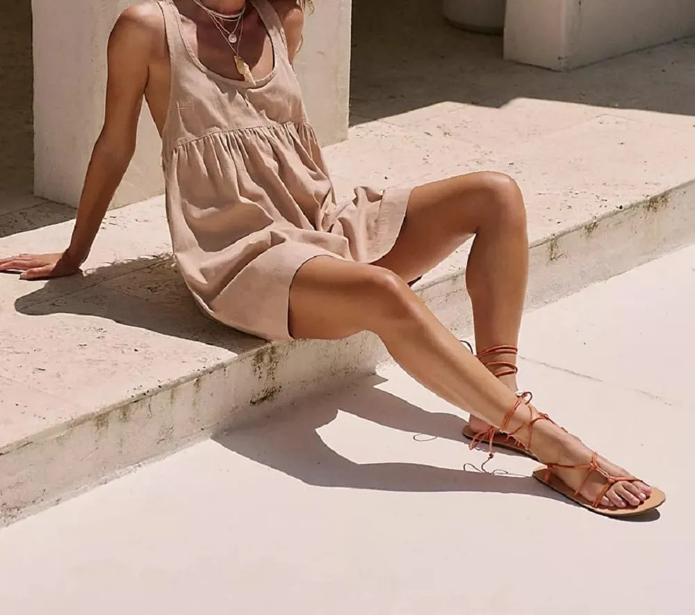 Juakoso Women Y2K Ruffle Cami Mini Dress Low Cut Backless Sleeveless Short Dress Loose A Line Flowy Dress Summer Sundress