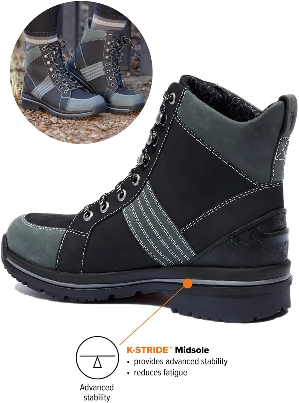 Kerrits Trail Blazer Lace Up Waterproof Barn Boot  Women's Leather Horse Riding & Hiking Boots, Wide Footbed, 1" Heel