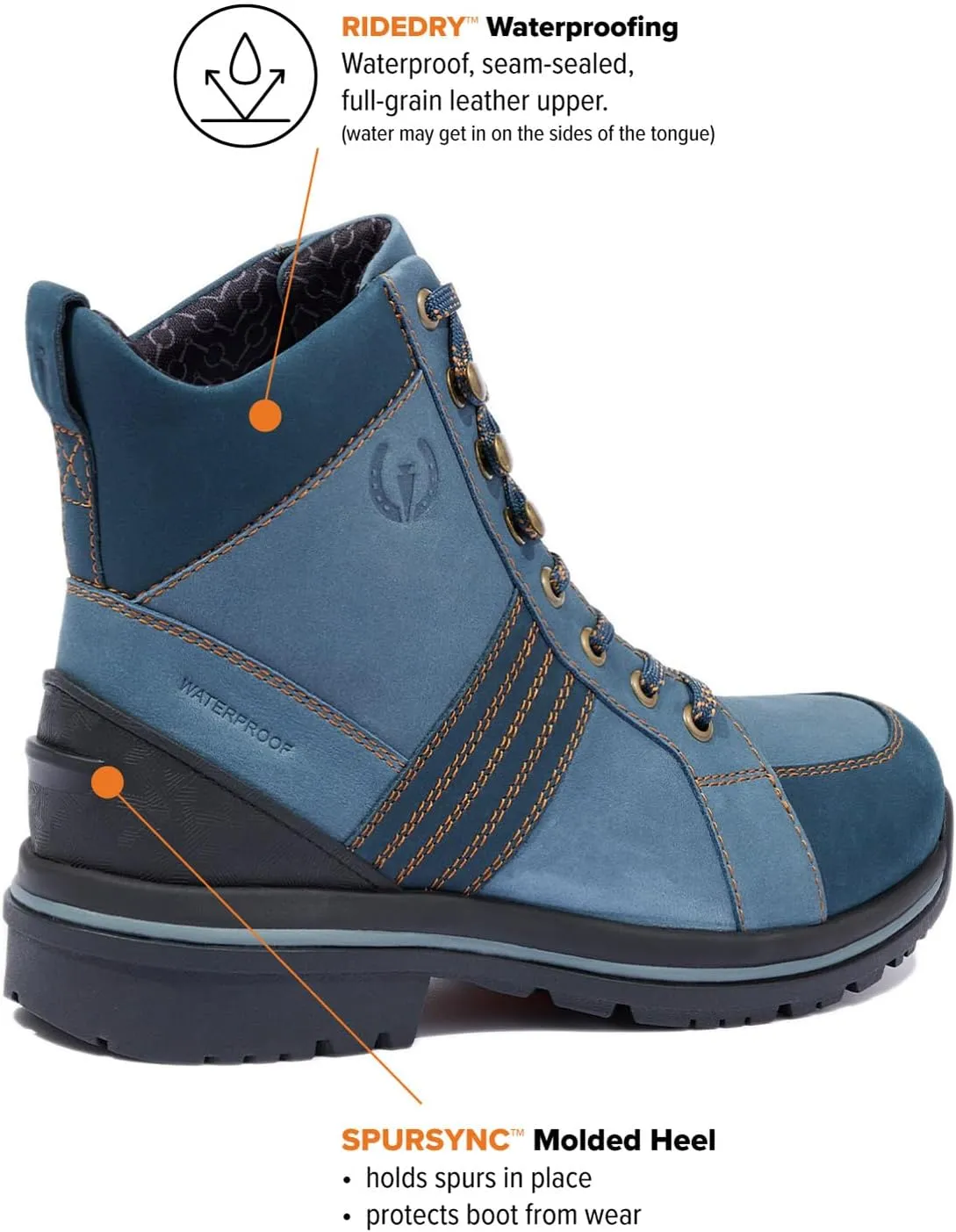Kerrits Trail Blazer Lace Up Waterproof Barn Boot  Women's Leather Horse Riding & Hiking Boots, Wide Footbed, 1" Heel