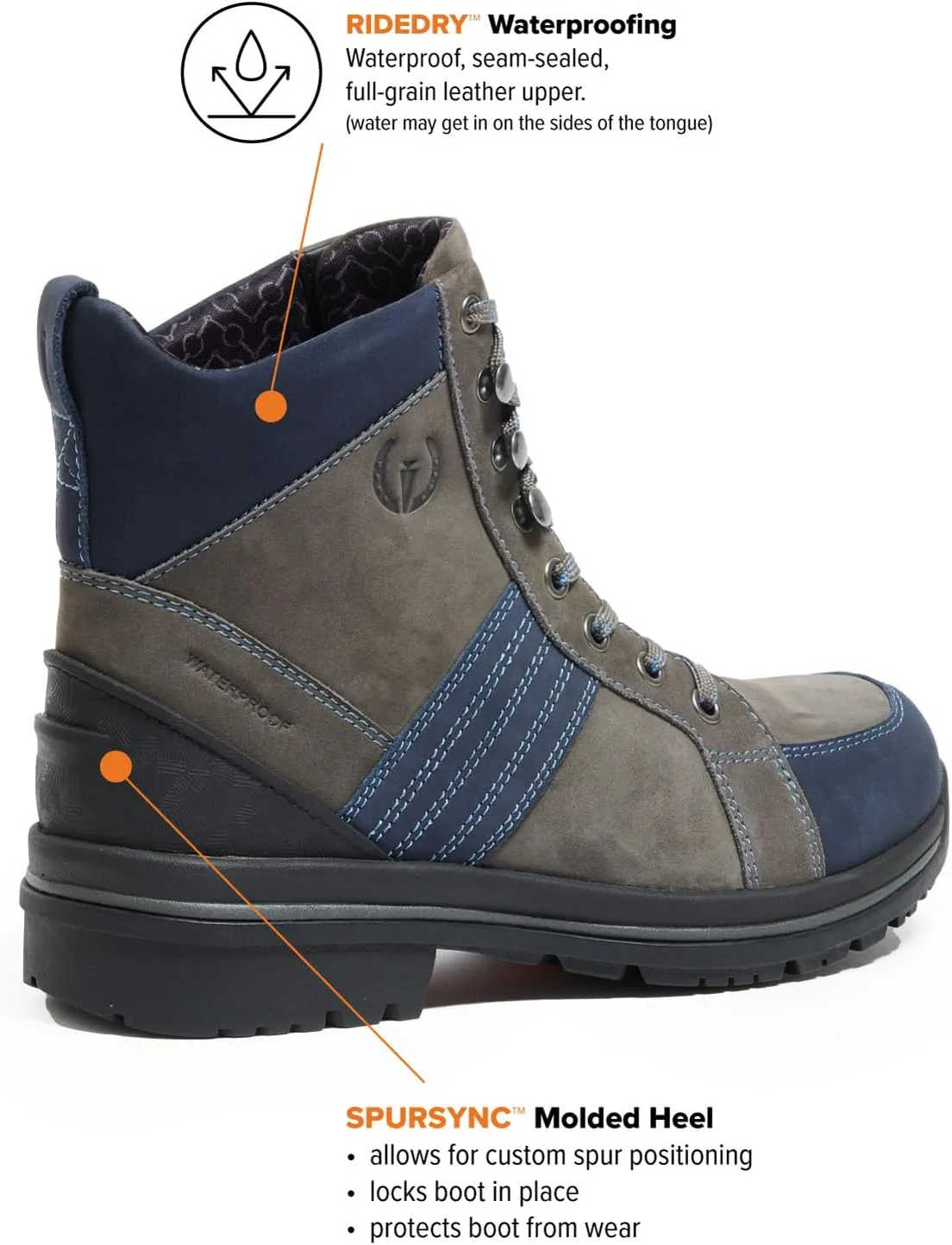 Kerrits Trail Blazer Lace Up Waterproof Barn Boot  Women's Leather Horse Riding & Hiking Boots, Wide Footbed, 1" Heel