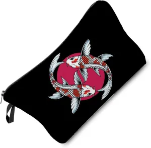 Koi Fish Cosmetic Bag Cute Small Makeup Bag Travel Toiletry Zipper Pouch Lucky Koi Fish Birthday Present for Fish Lovers Wome Friends