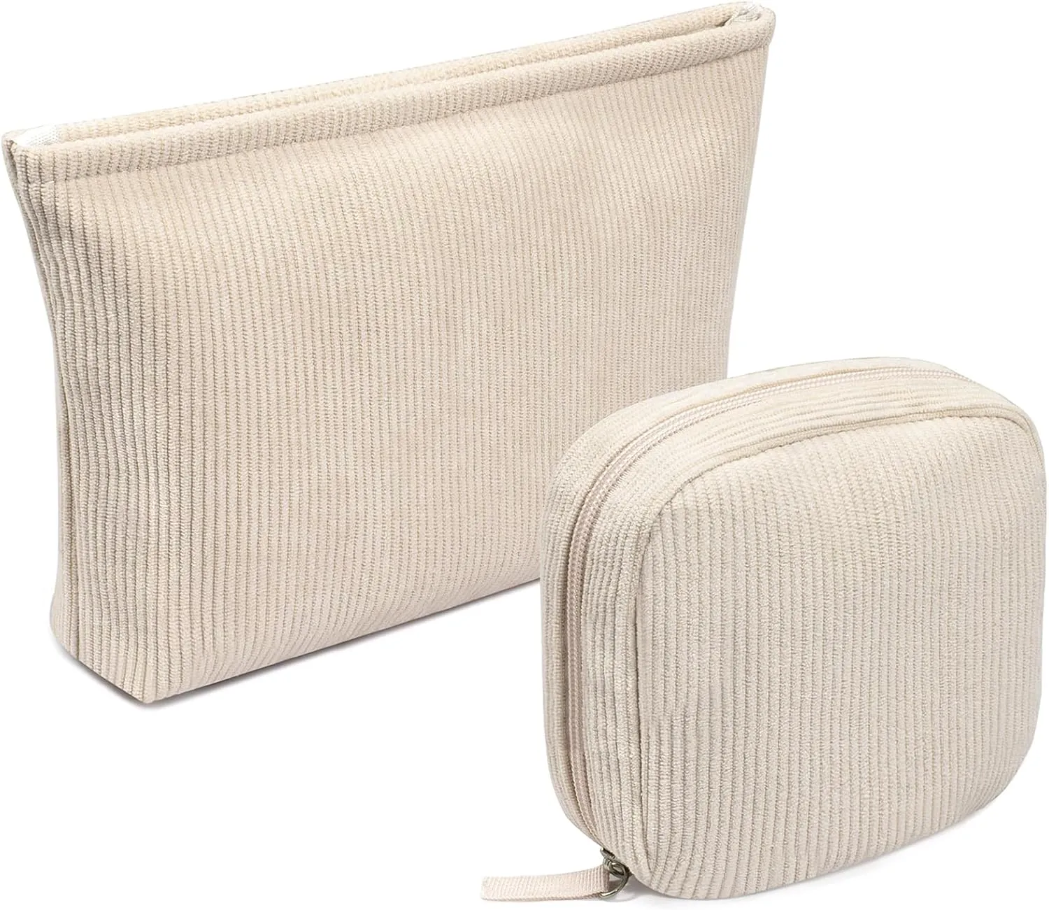 KOTORA 2 Pcs Corduroy Makeup Bag for Purse,Preppy Makeup Bags Travel Accessories,Small Makeup Bag with Zipper Makeup Bag Organizer Preppy Stuff,Coin Purse Essetnals Gifts for Women