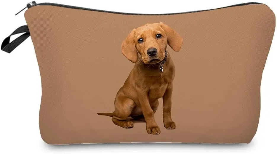 Labrador Puppy Makeup Bag Cute Small Organizer Bag Toiletry Zipper Pouch Labrador Dog Cosmetic Bag Puppy Present for Dog Lovers Dog Mom Women Friends
