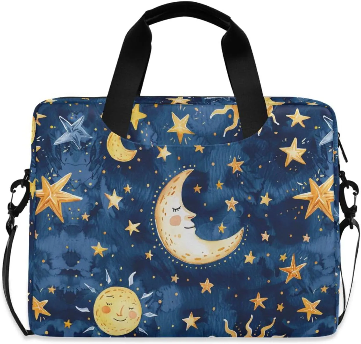 Laptop Bag Fits Up to 16 Inch Computer Cartoon Starry Sky Moon Laptop Briefcases for Men Women