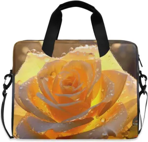 Laptop Bag Fits Up to 16 Inch Computer Yellow Dew Rose Laptop Briefcases for Men Women