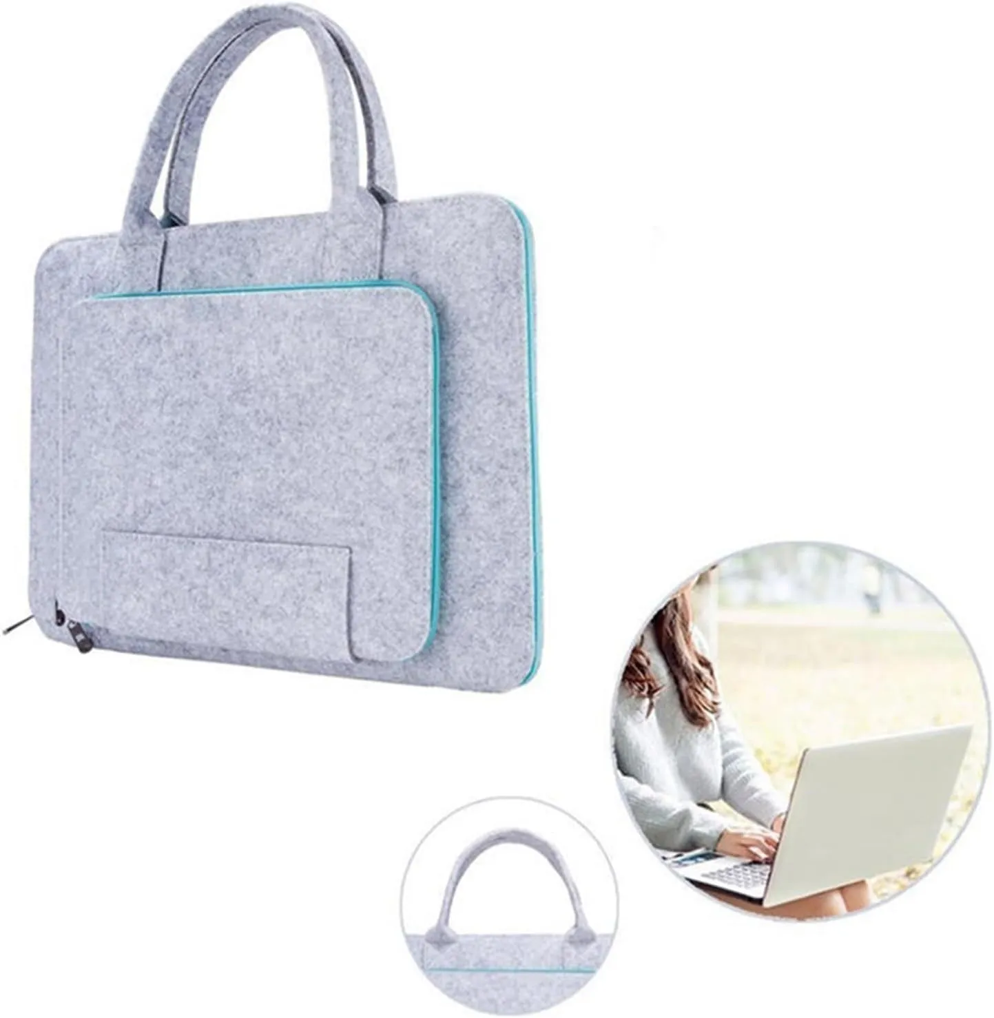 Laptop case Laptop Bag Felt Laptop Sleeve Laptop Bag Handbag with Handle(GrayB,17.3)