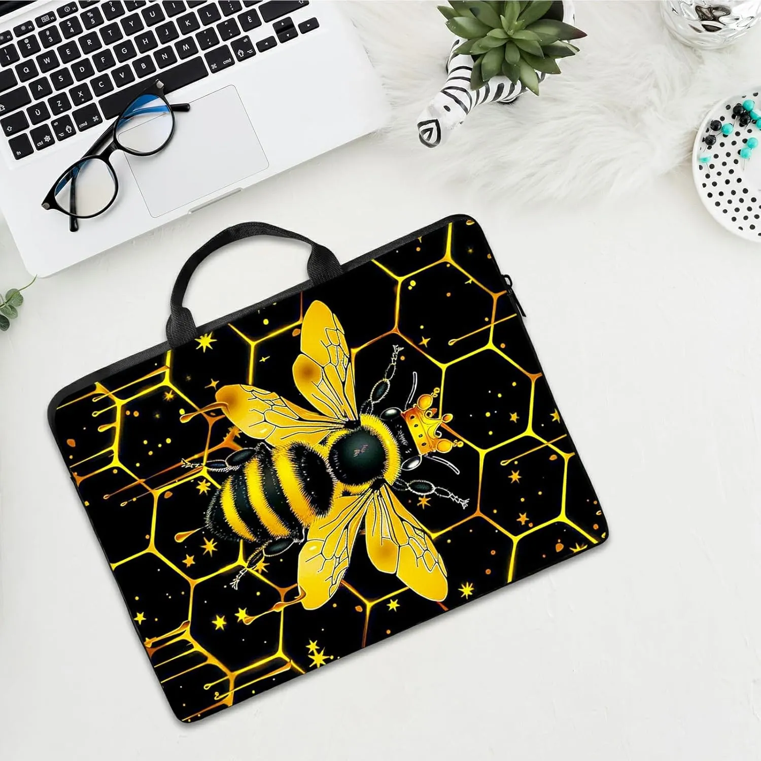 Laptop Shoulder Bag Sleeve Case, Large Capacity Waterproof PU Leather Computer Handbag Suitable for 9.6" 9.7" 10"