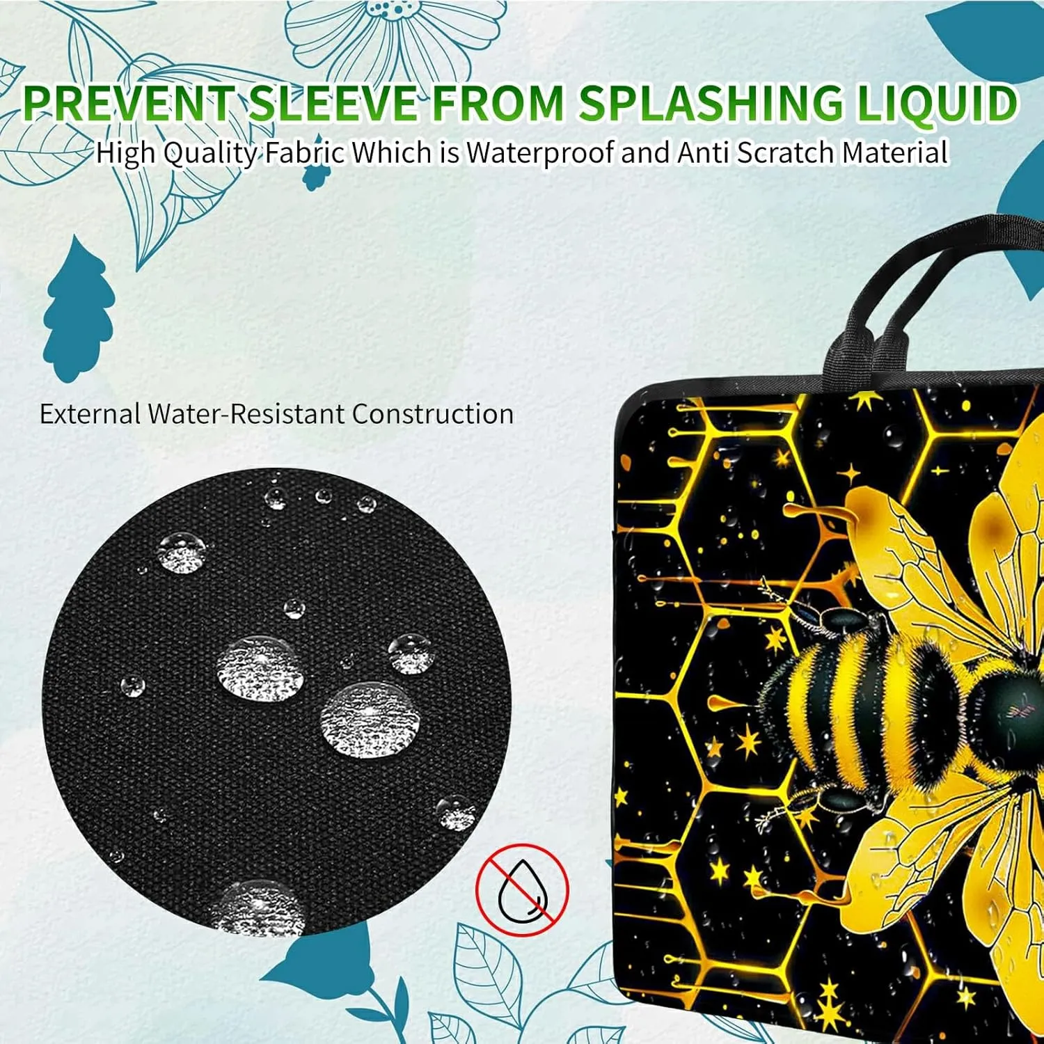 Laptop Shoulder Bag Sleeve Case, Large Capacity Waterproof PU Leather Computer Handbag Suitable for 9.6" 9.7" 10"