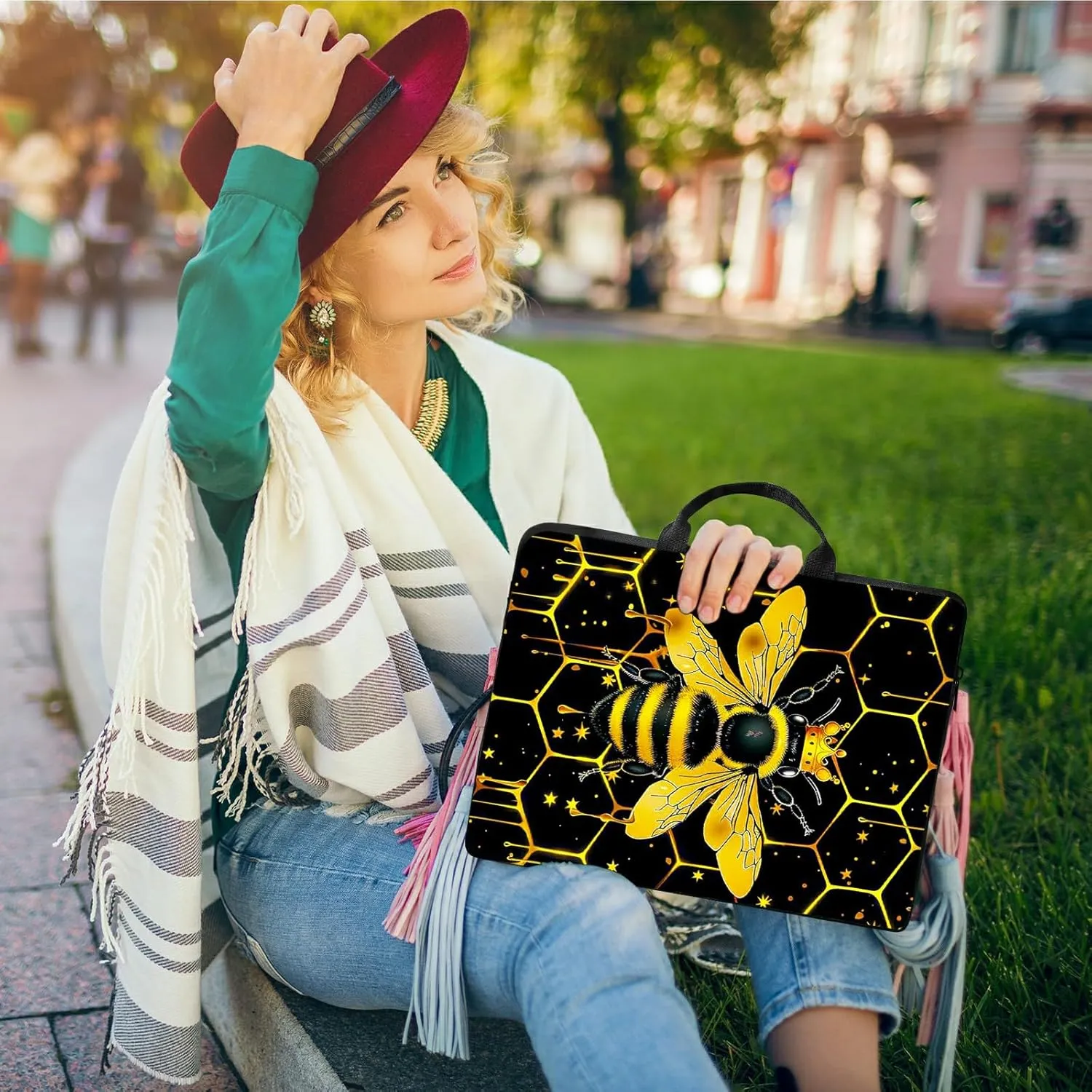 Laptop Shoulder Bag Sleeve Case, Large Capacity Waterproof PU Leather Computer Handbag Suitable for 9.6" 9.7" 10"