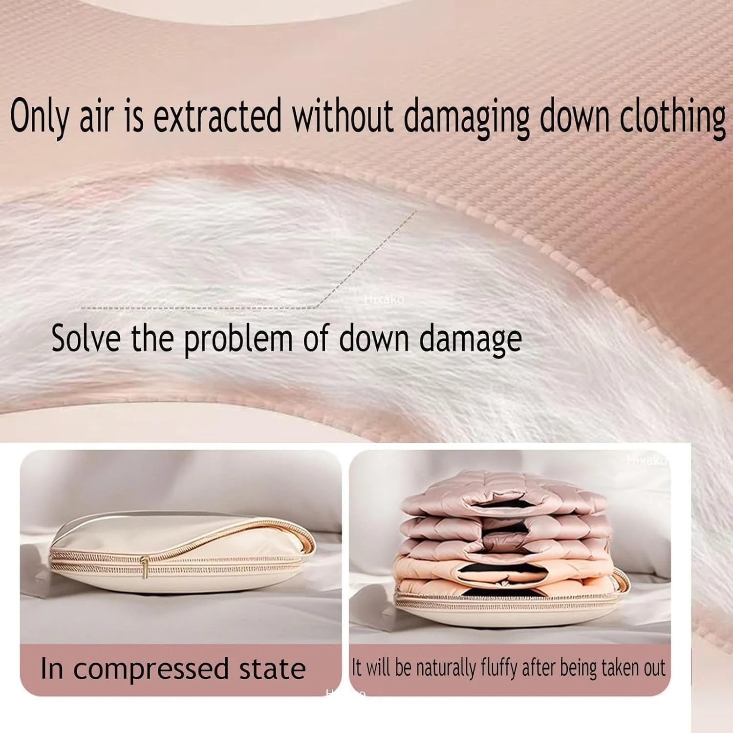 Large Space Saving Hanging Garment Bag with Self Compression Zipper, 2025 Closet Organizers Heavy Duty Garment Bag Winter Coat Storage, Dust Cover Clothes Bags for Down Coat (Pink, XL)