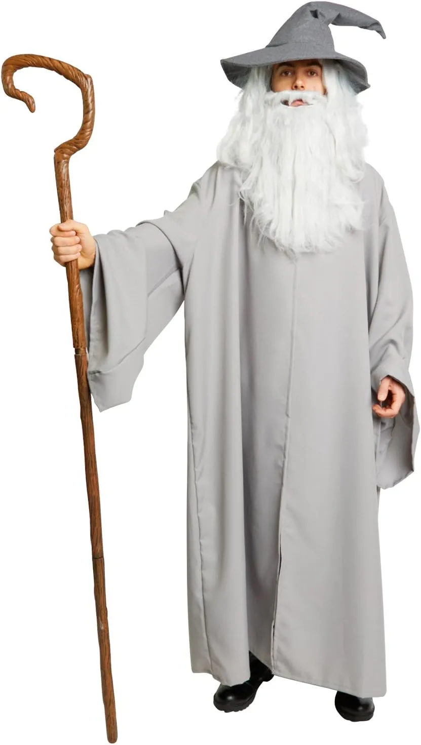 Largemouth Lord of the Rings Hobbit Gandalf Costume Wizard CLOAK Robe Gray Adult