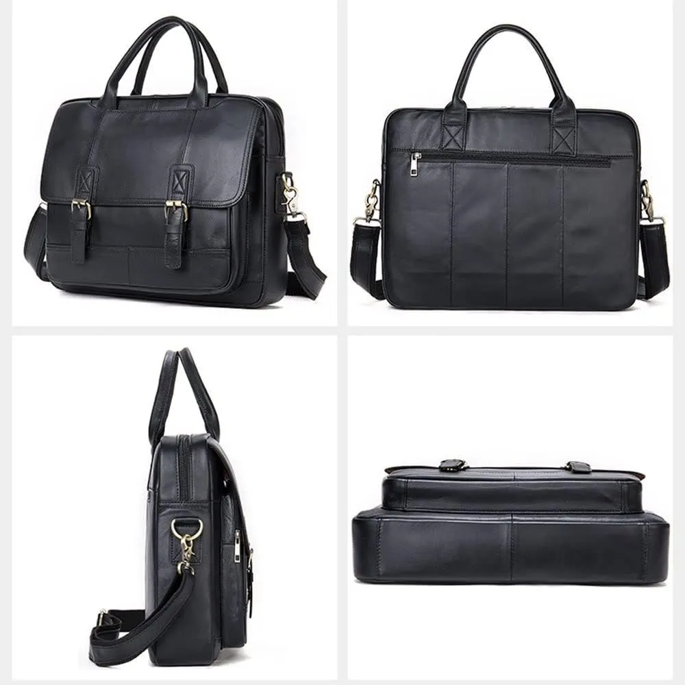 Leather Briefcases for Men Computer Bag Laptop Bag Waterproof Retro Business Travel Messenger Bag for Men
