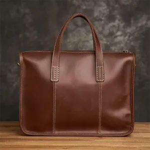 Leather Men's Briefcase Large Capacity Business Bag Black Male Shoulder Laptop Bag (Color : A, Size : One Size) (A One Size)