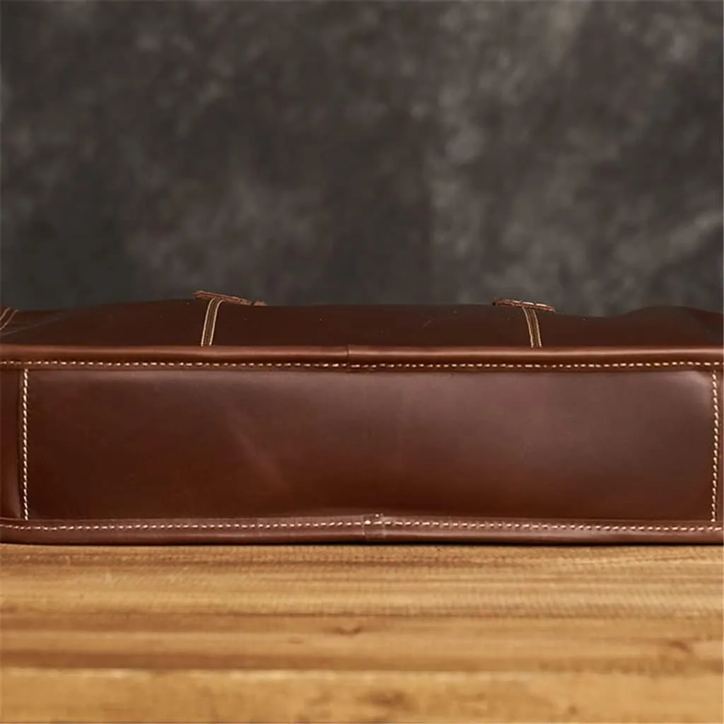 Leather Men's Briefcase Large Capacity Business Bag Black Male Shoulder Laptop Bag (Color : A, Size : One Size) (A One Size)