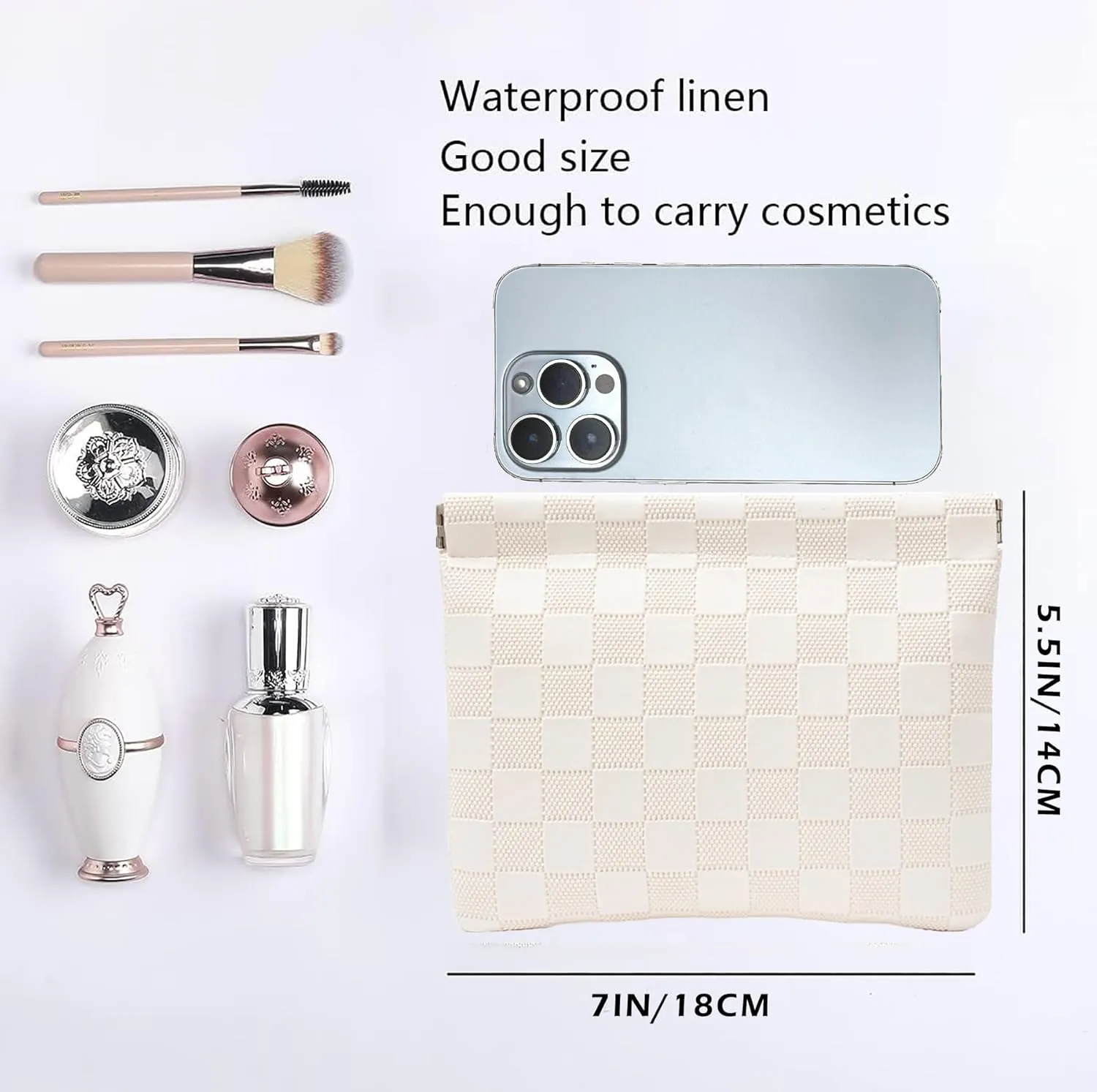 Leather Pocket Cosmetic Bag for Purse,Coin Purse Lipstick Cosmetic Accessories Organizer, Travel Kit Storage Pouch,Waterproof Portable No Zipper Self-closing Small Makeup Pouch for Women